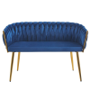 ELEGANCKA SOFA DO SALONU LUB GABINETU ROSE GRANATOWY VELVET ZŁOTE METALOWE NOGI - PRZÓD